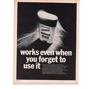 Mennen Speed Stick Deodorant Magazine Advertisement 1968 Vintage Health & Beauty